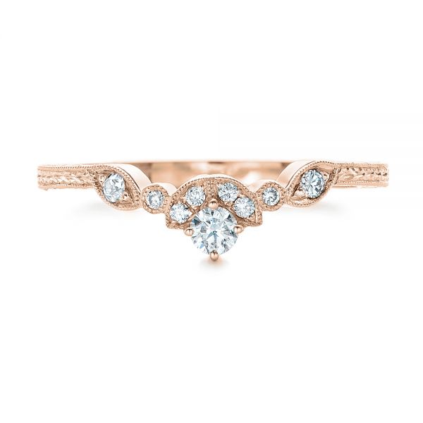 18k Rose Gold 18k Rose Gold Custom Diamond Wedding Band - Top View - 102262