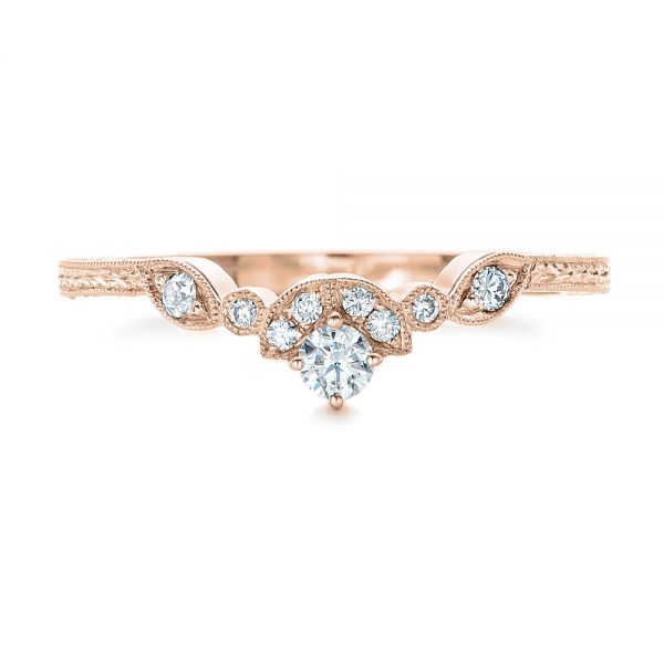 14k Rose Gold 14k Rose Gold Custom Diamond Wedding Band - Top View -  102262