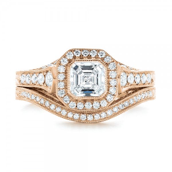 18k Rose Gold 18k Rose Gold Custom Diamond Wedding Band - Top View - 103145