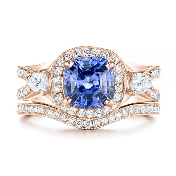 18k Rose Gold 18k Rose Gold Custom Diamond Wedding Band - Top View - 103397