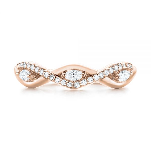 18k Rose Gold 18k Rose Gold Custom Diamond Wedding Band - Top View - 103419