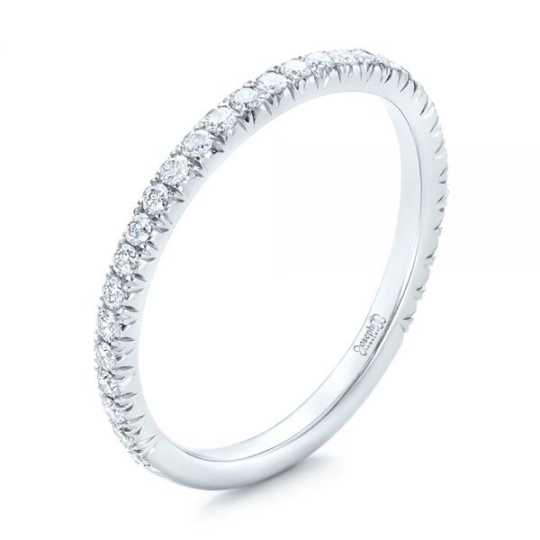 18k White Gold 18k White Gold Custom Diamond Wedding Band - Three-Quarter View -  102023