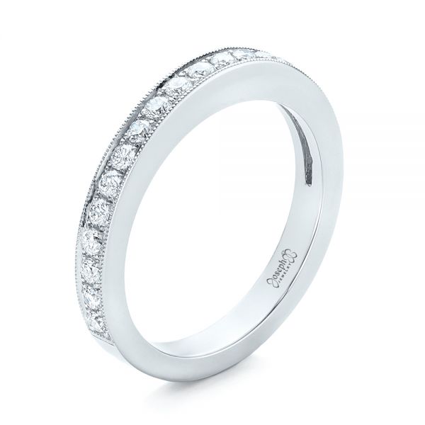 14k White Gold 14k White Gold Custom Diamond Wedding Band - Three-Quarter View -  102043