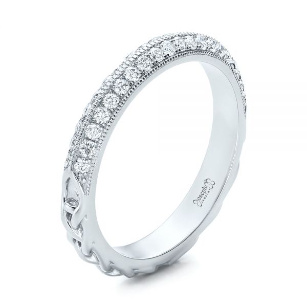  Platinum Custom Diamond Wedding Band - Three-Quarter View -  102051