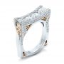  Platinum And 14K Gold Custom Diamond Wedding Band - Three-Quarter View -  102182 - Thumbnail