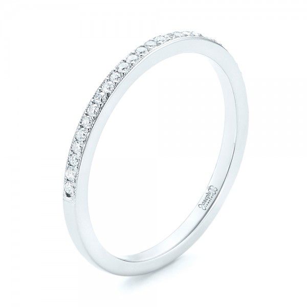 18k White Gold 18k White Gold Custom Diamond Wedding Band - Three-Quarter View -  102245