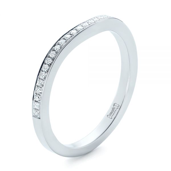 14k White Gold Custom Diamond Wedding Band - Three-Quarter View -  102256