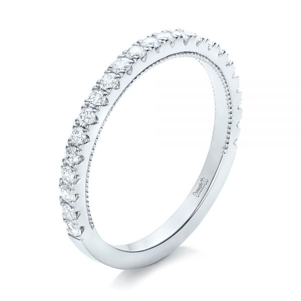 18k White Gold Custom Diamond Wedding Band - Three-Quarter View -  102291