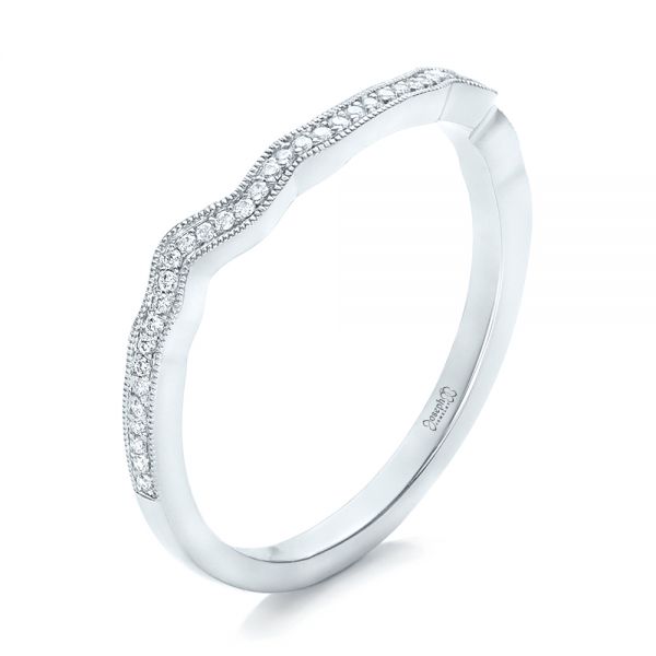 18k White Gold 18k White Gold Custom Diamond Wedding Band - Three-Quarter View -  102300