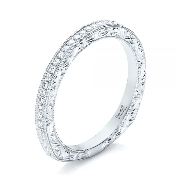  Platinum Custom Diamond Wedding Band - Three-Quarter View -  102350