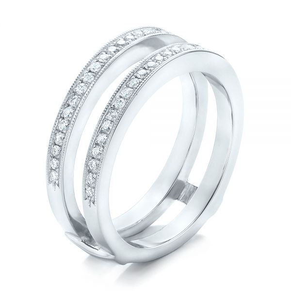 18k White Gold 18k White Gold Custom Diamond Wedding Band - Three-Quarter View -  102362