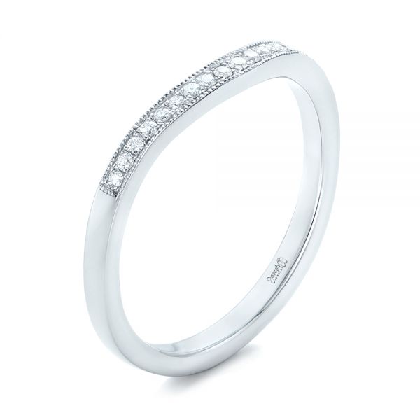 14k White Gold Custom Diamond Wedding Band - Three-Quarter View -  102406