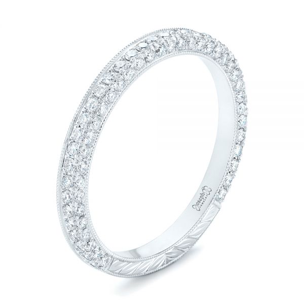 18k White Gold 18k White Gold Custom Diamond Wedding Band - Three-Quarter View -  102414