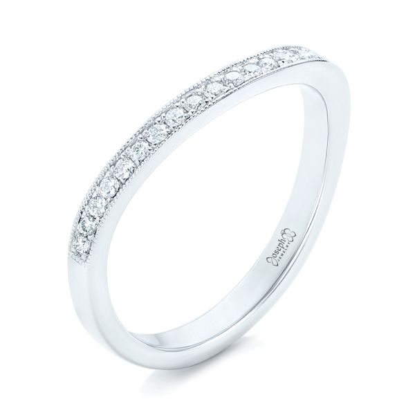 18k White Gold Custom Diamond Wedding Band - Three-Quarter View -  102446