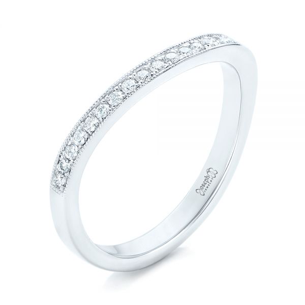 14k White Gold 14k White Gold Custom Diamond Wedding Band - Three-Quarter View -  102446