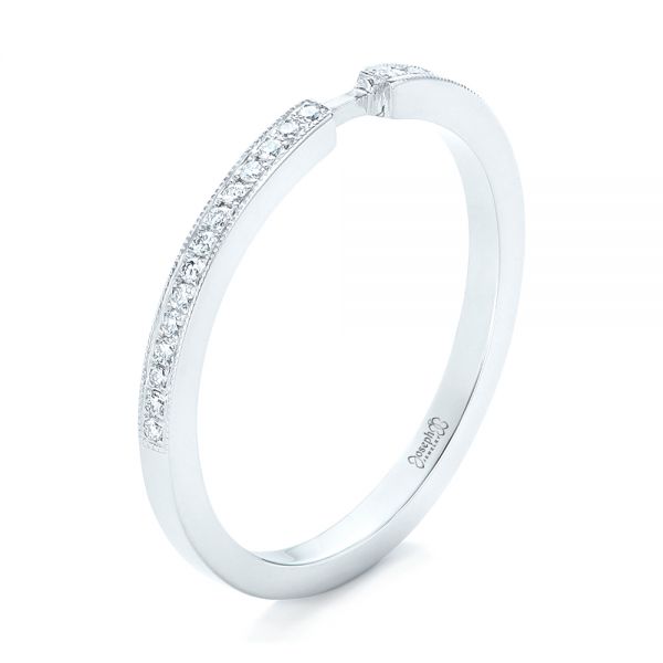 18k White Gold Custom Diamond Wedding Band - Three-Quarter View -  102598