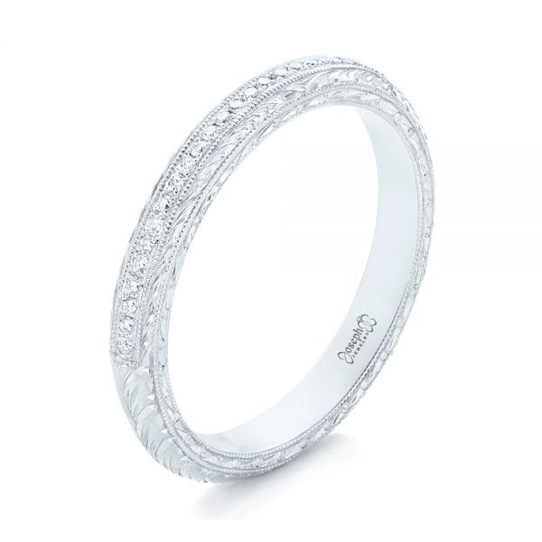  Platinum Custom Diamond Wedding Band - Three-Quarter View -  102768