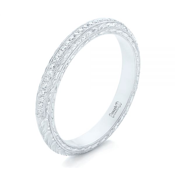 14k White Gold 14k White Gold Custom Diamond Wedding Band - Three-Quarter View -  102768