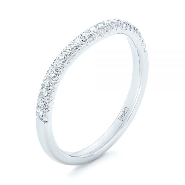 14k White Gold Custom Diamond Wedding Band - Three-Quarter View -  102773