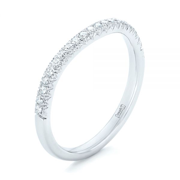 18k White Gold 18k White Gold Custom Diamond Wedding Band - Three-Quarter View -  102773