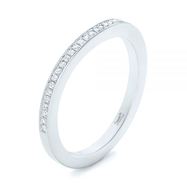 18k White Gold 18k White Gold Custom Diamond Wedding Band - Three-Quarter View -  102811