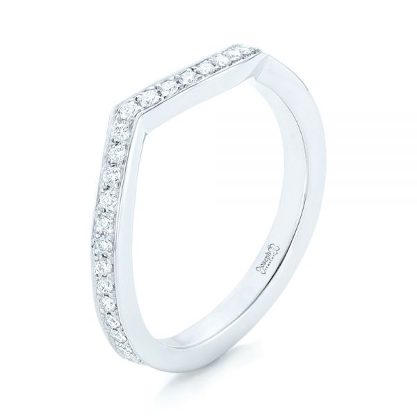 14k White Gold Custom Diamond Wedding Band - Three-Quarter View -  102837