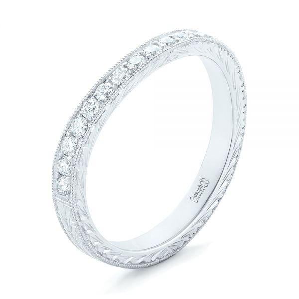  Platinum Custom Diamond Wedding Band - Three-Quarter View -  102887