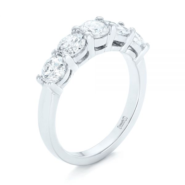 14k White Gold Custom Diamond Wedding Band - Three-Quarter View -  102953