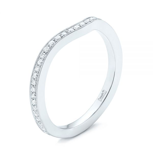 14k White Gold 14k White Gold Custom Diamond Wedding Band - Three-Quarter View -  103397