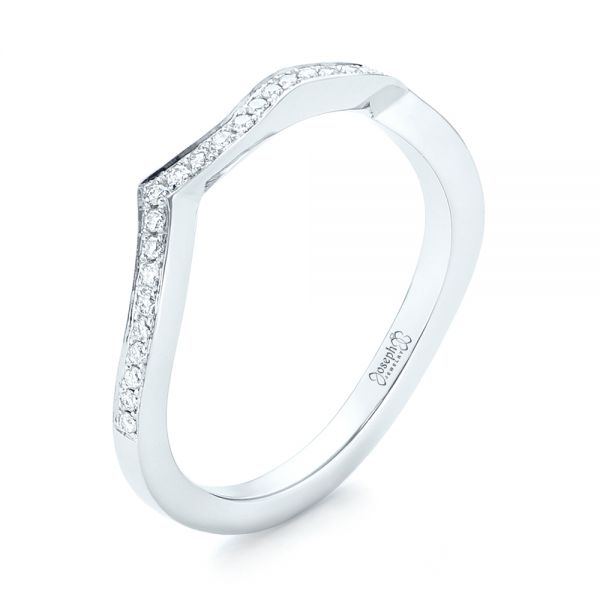 14k White Gold Custom Diamond Wedding Band - Three-Quarter View -  103399