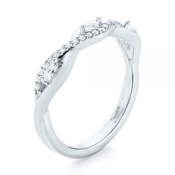 14k White Gold Custom Diamond Wedding Band - Three-Quarter View -  103419