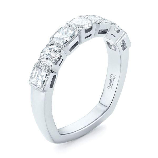 18k White Gold 18k White Gold Custom Diamond Wedding Band - Three-Quarter View -  103437