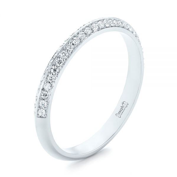 18k White Gold 18k White Gold Custom Diamond Wedding Band - Three-Quarter View -  103478