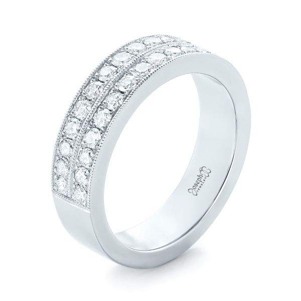 18k White Gold 18k White Gold Custom Diamond Wedding Band - Three-Quarter View -  103506