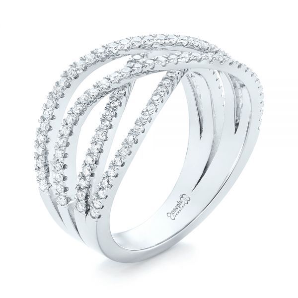 White Gold Custom Diamond Wedding Band - Three-Quarter View - 103915