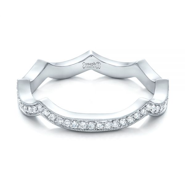  Platinum Custom Diamond Wedding Band - Flat View -  102121