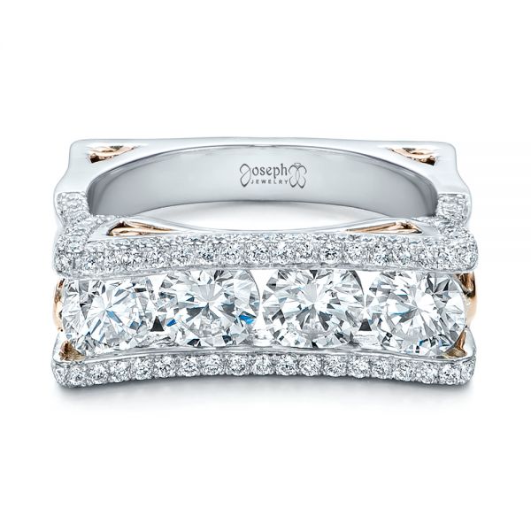  Platinum And Platinum Platinum And Platinum Custom Diamond Wedding Band - Flat View -  102182