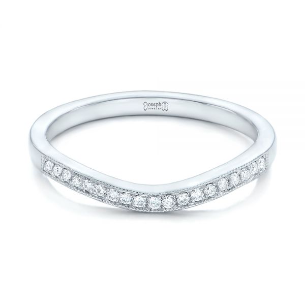 14k White Gold Custom Diamond Wedding Band - Flat View - 102406