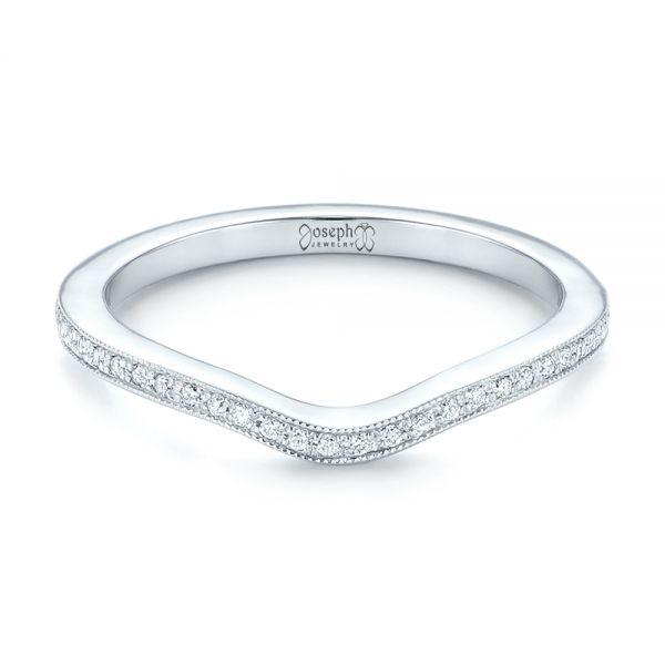 14k White Gold Custom Diamond Wedding Band - Flat View -  102454