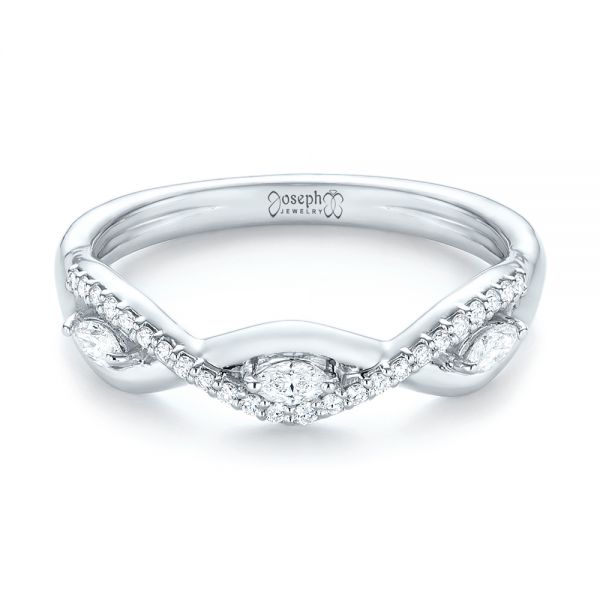 14k White Gold Custom Diamond Wedding Band - Flat View -  103419
