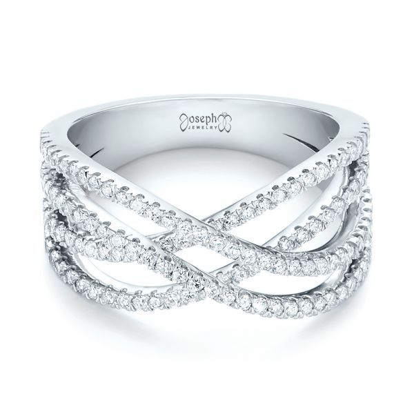 White Gold Custom Diamond Wedding Band - Flat View - 103915