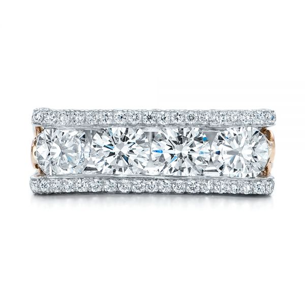  Platinum And 14K Gold Custom Diamond Wedding Band - Top View -  102182