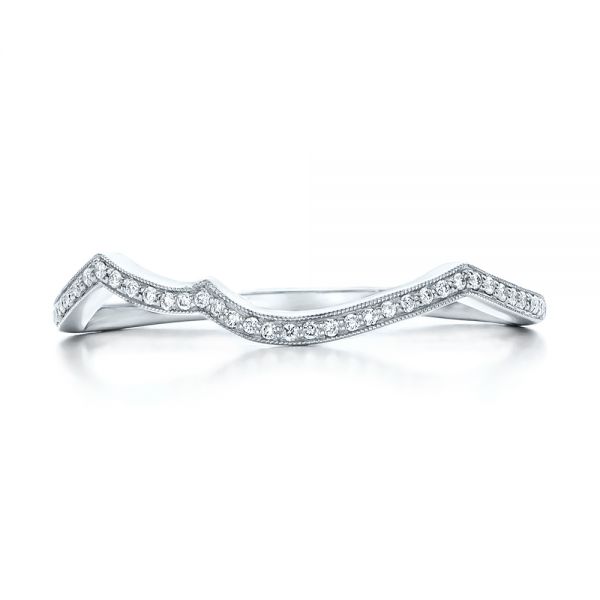 14k White Gold Custom Diamond Wedding Band - Top View -  102204