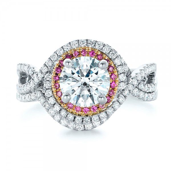 18k White Gold 18k White Gold Custom Diamond Wedding Band - Top View - 103130