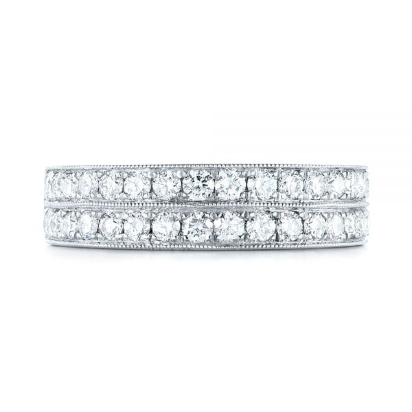 18k White Gold 18k White Gold Custom Diamond Wedding Band - Top View -  103506