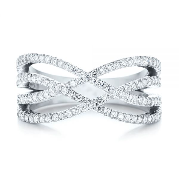 White Gold Custom Diamond Wedding Band - Top View - 103915