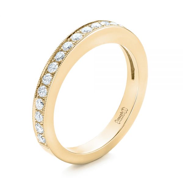 18k Yellow Gold 18k Yellow Gold Custom Diamond Wedding Band - Three-Quarter View -  102043