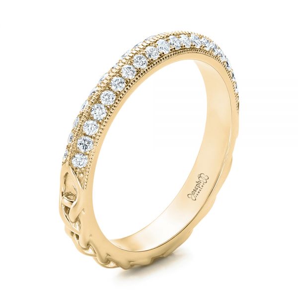 14k Yellow Gold 14k Yellow Gold Custom Diamond Wedding Band - Three-Quarter View -  102051