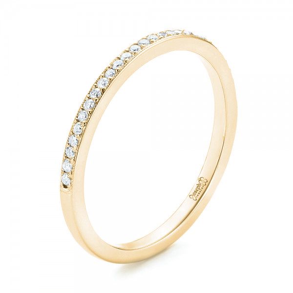 18k Yellow Gold 18k Yellow Gold Custom Diamond Wedding Band - Three-Quarter View -  102245