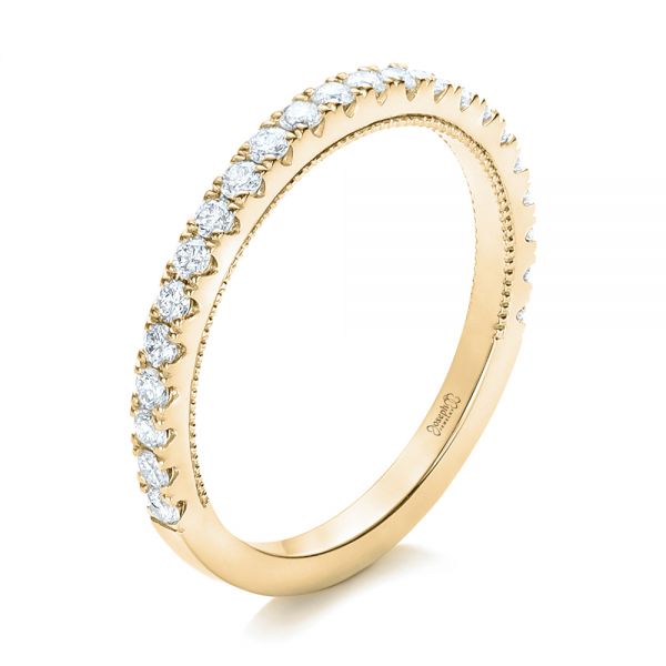 18k Yellow Gold 18k Yellow Gold Custom Diamond Wedding Band - Three-Quarter View -  102291